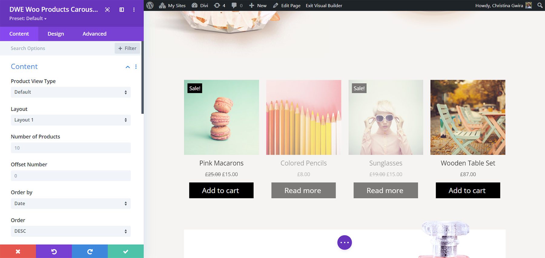 Produk Diperpanjang Divi WooCommerce