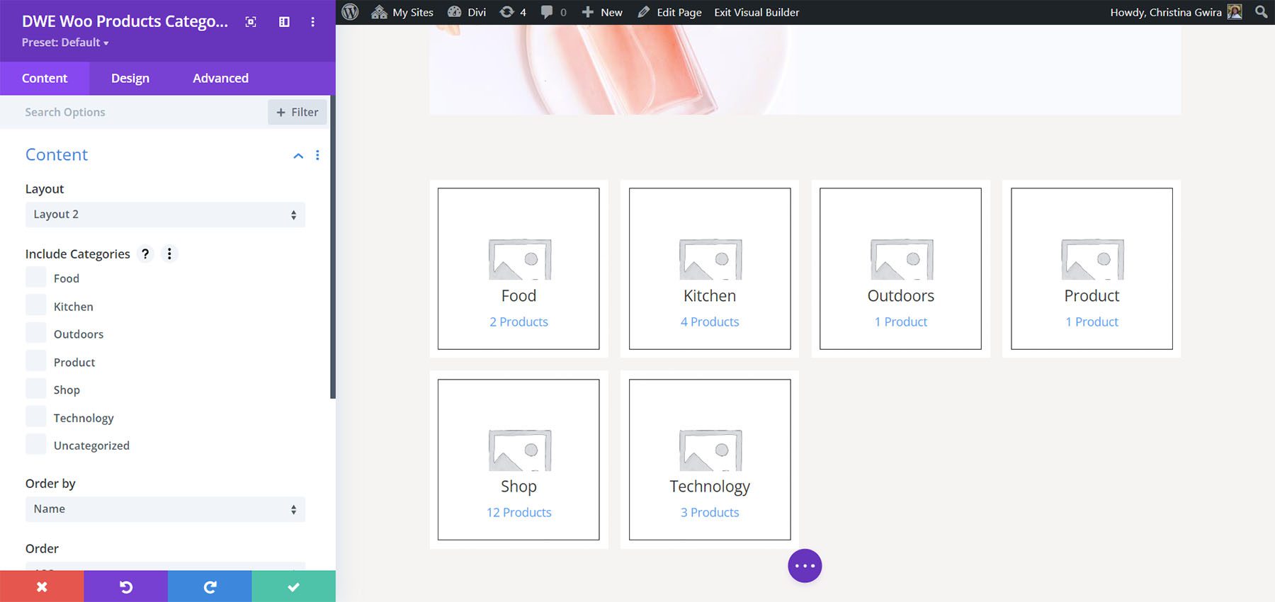 Kategori Produk Diperpanjang Divi WooCommerce