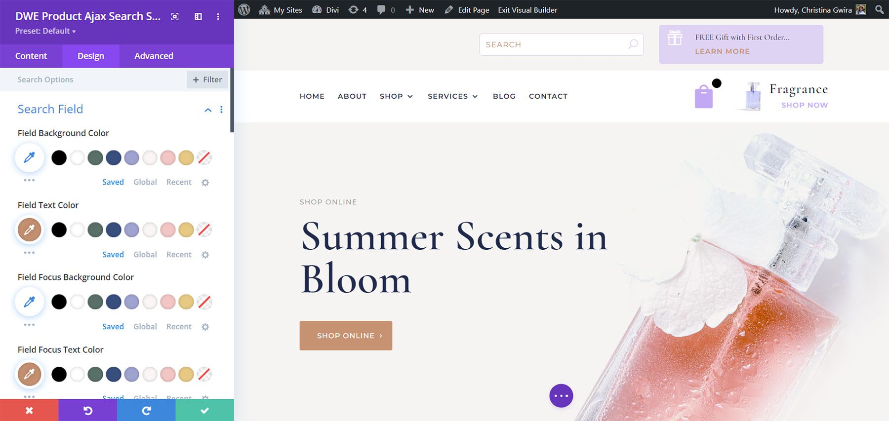 Pencarian Ajax Produk Diperpanjang Divi WooCommerce