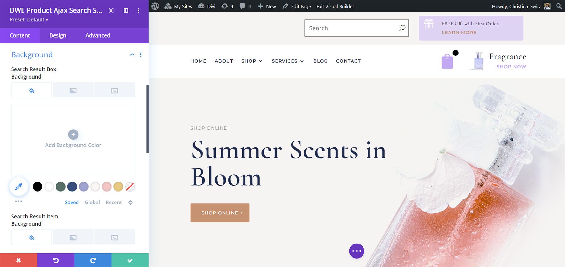 Pencarian Ajax Produk Diperpanjang Divi WooCommerce