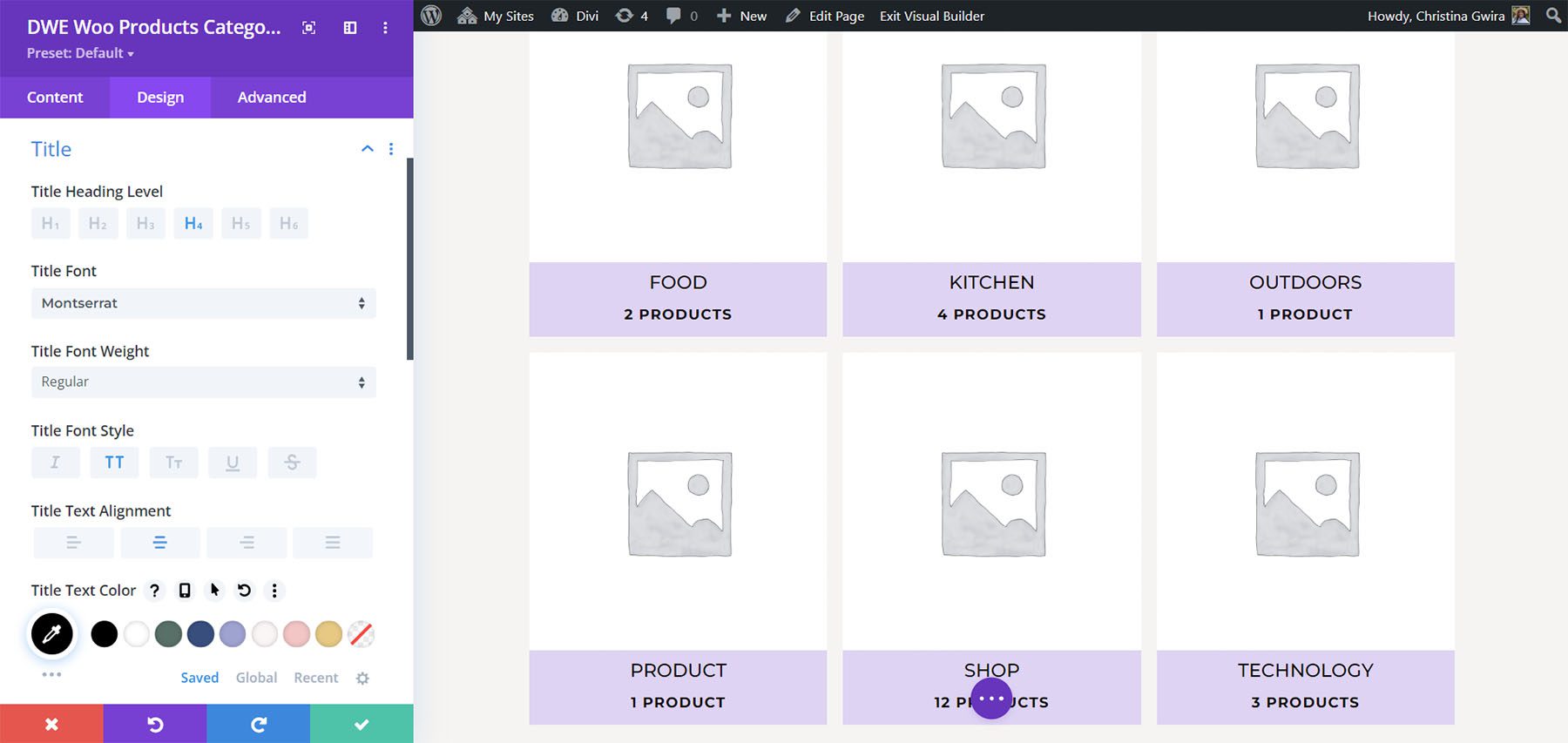 Kategori Produk Diperpanjang Divi WooCommerce
