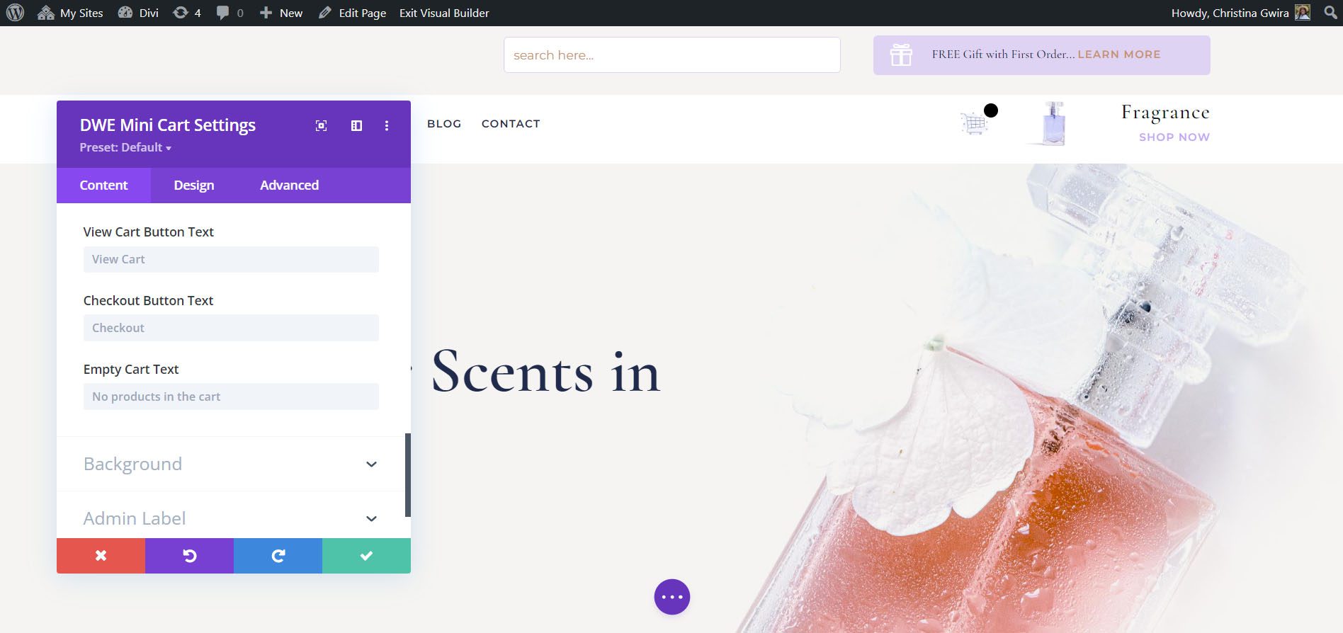 Keranjang Mini Diperpanjang Divi WooCommerce
