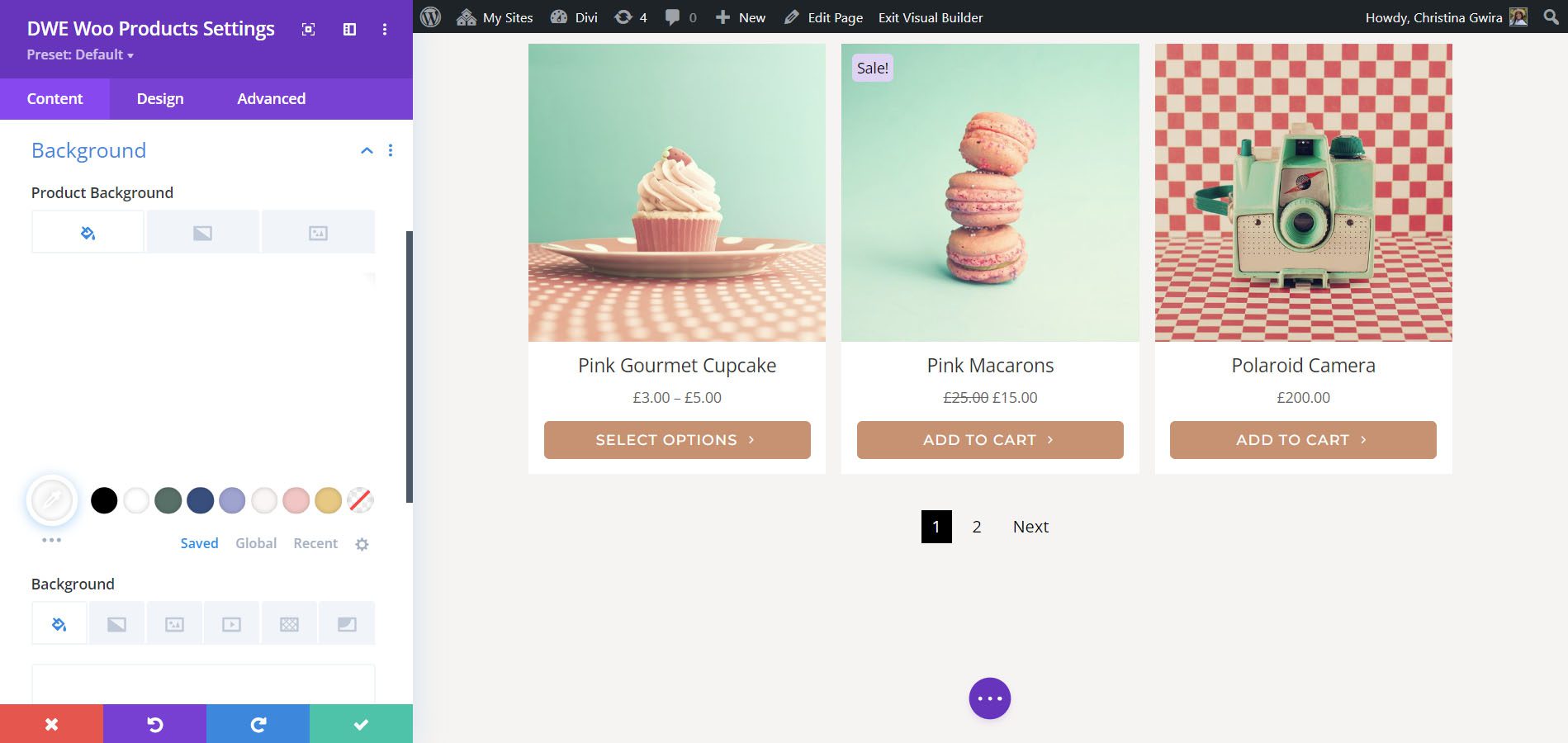 Produk Diperpanjang Divi WooCommerce