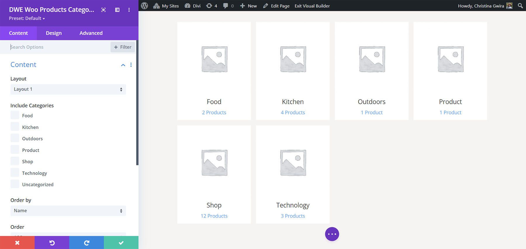 Kategori Produk Diperpanjang Divi WooCommerce