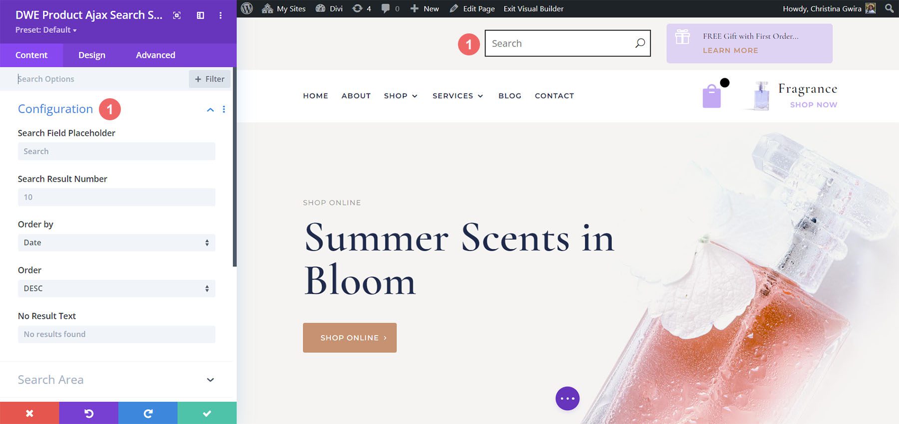 Pencarian Ajax Produk Diperpanjang Divi WooCommerce