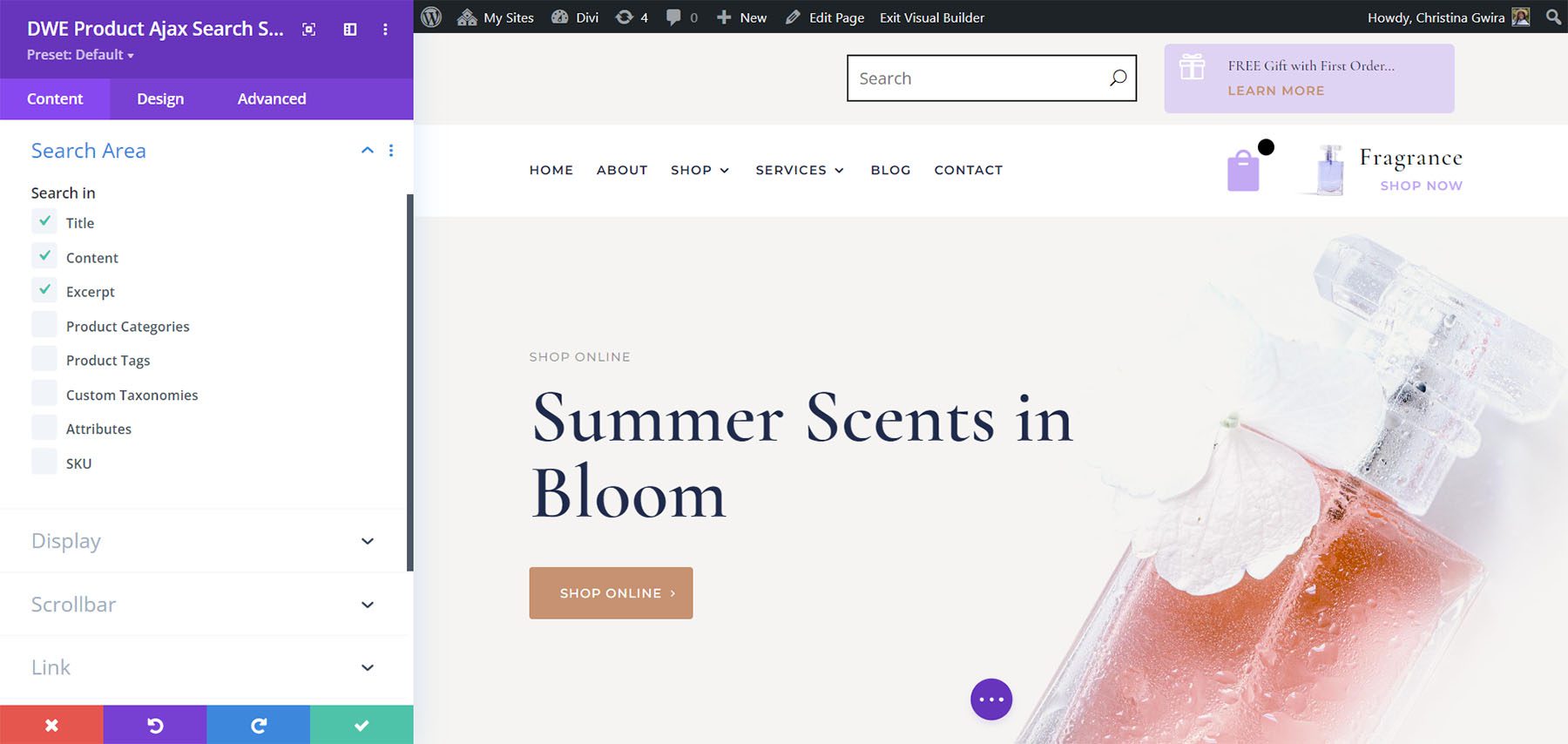 Pencarian Ajax Produk Diperpanjang Divi WooCommerce