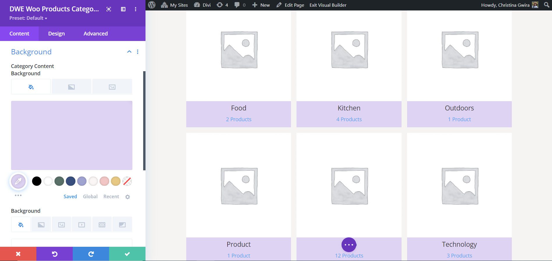 Kategori Produk Diperpanjang Divi WooCommerce