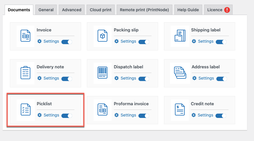 قائمة اختيار WooCommerce من علامة تبويب المستندات