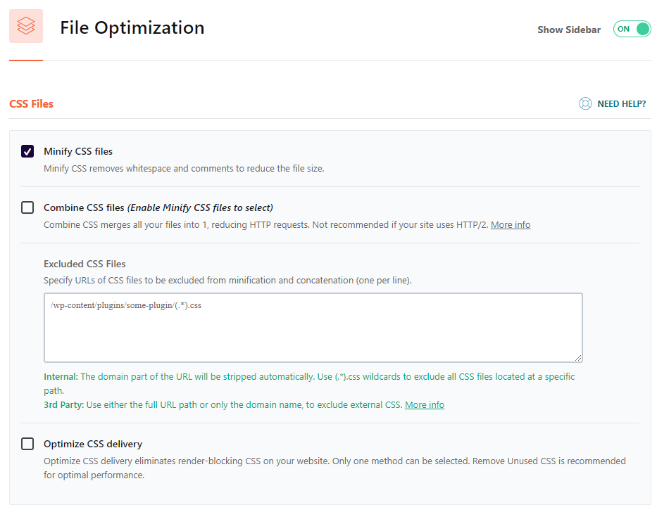 CSS Optimizasyon sekmesi - WP Rocket