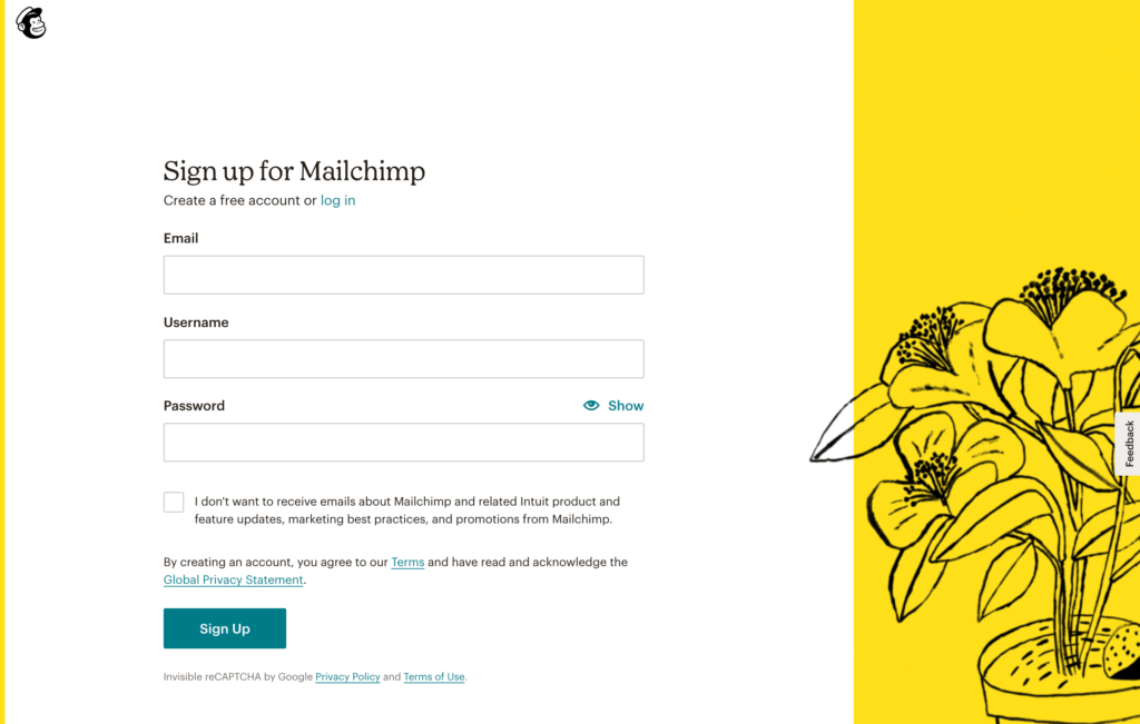สมัคร Mailchimp