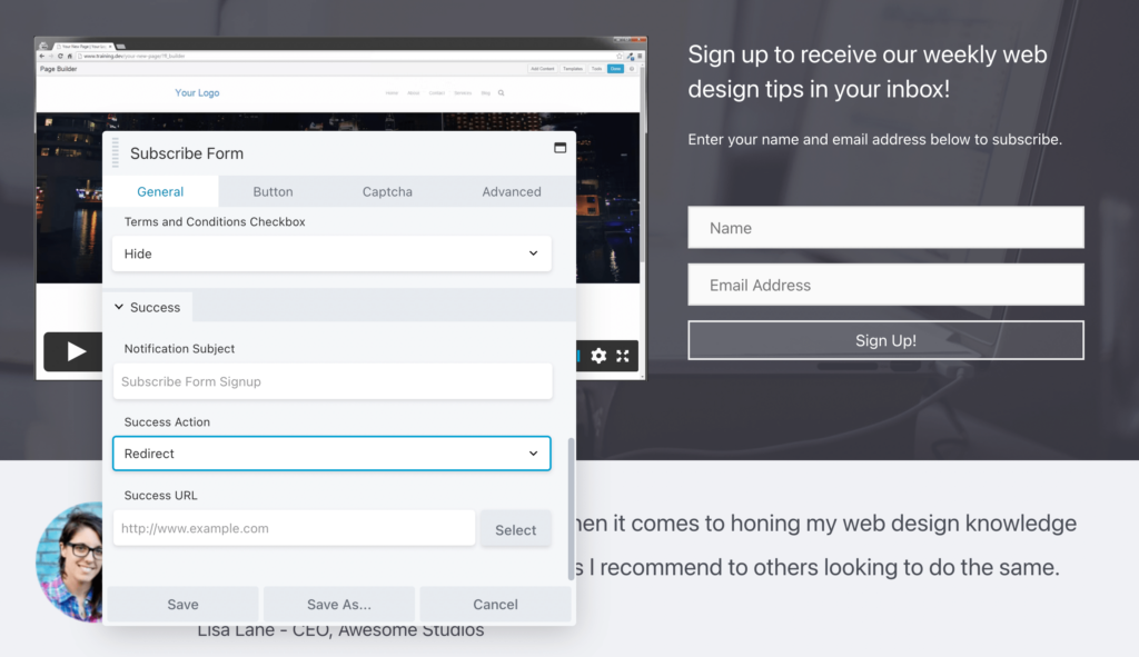 Beaver Builder แบบฟอร์มการสมัครโมดูลเปลี่ยนเส้นทางสมาชิก