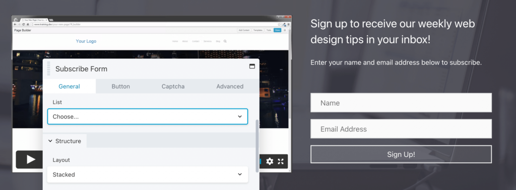 Beaver Builder สมัครสมาชิกโมดูลแบบฟอร์ม