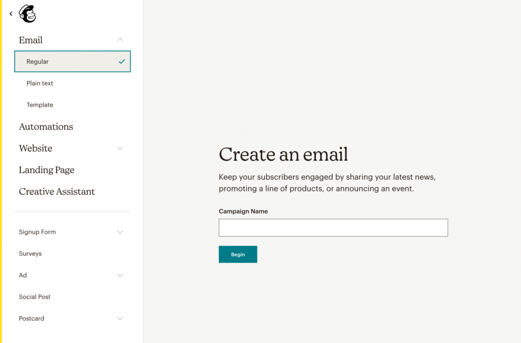สร้างอีเมล Mailchimp