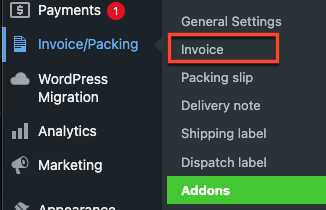 Grundlegende Plugin-Rechnungseinstellungen aus dem Dashboard