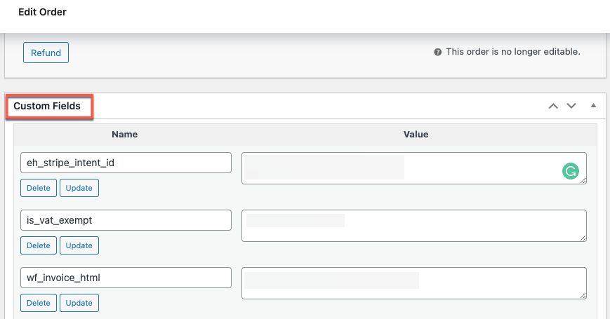 benutzerdefinierte Felder auf der WooCommerce-Bestellseite