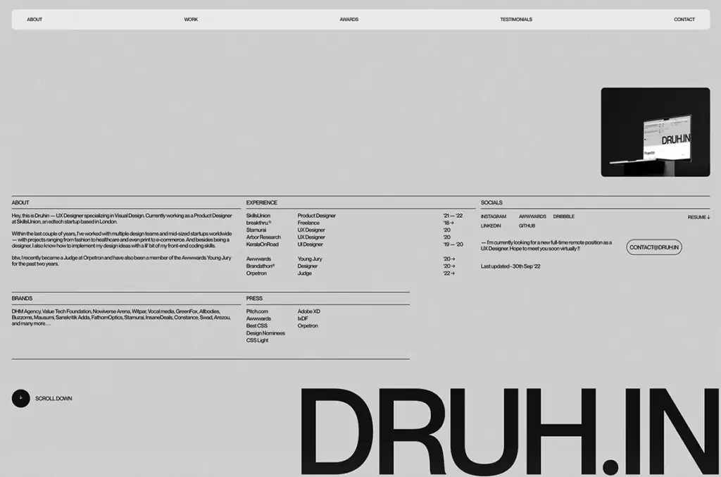 Druhin adalah Desainer UX yang berspesialisasi dalam Desain Visual. Saat ini bekerja sebagai Desainer Produk di SkillsUnion, sebuah startup edtech yang berbasis di London.
