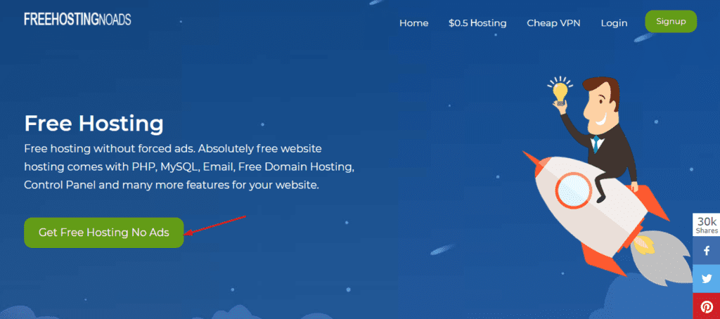 FreehostingNoAds ホームページ