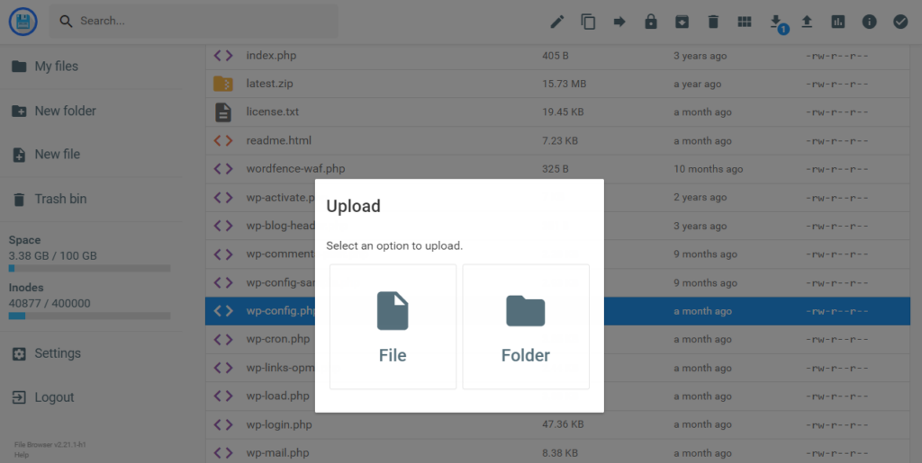загрузить wp-config.php