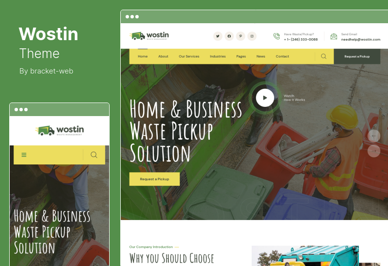 Wostin Theme - Тема WordPress для службы вывоза мусора