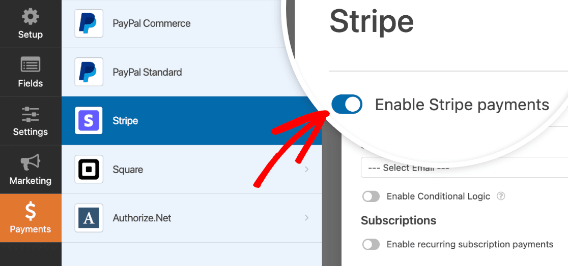 Enabling Stripe payments