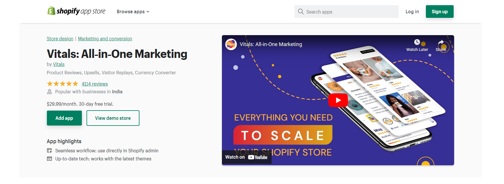Vitals - aplikasi Facebook Shopify