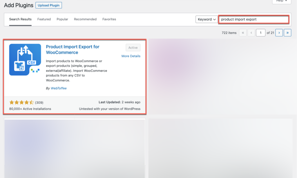 versione base di Import export di prodotti per WooCommerce