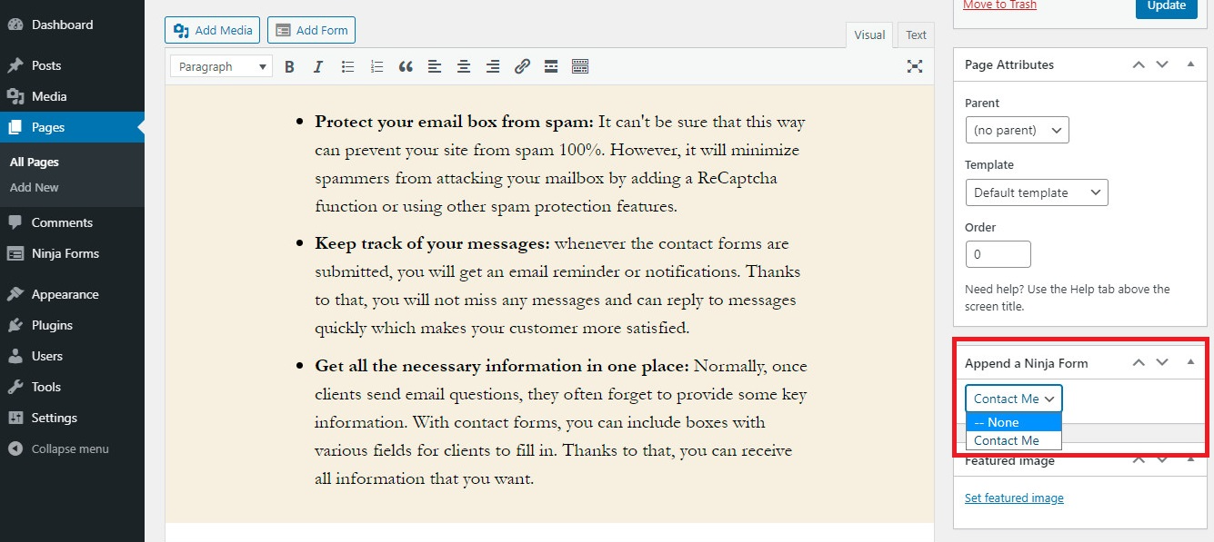 Создайте контактную форму в Wordpress 10