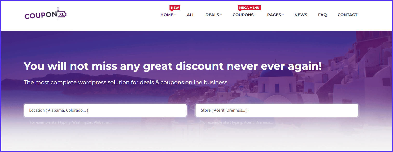 Screenshot del sito Web per il tema WordPress CouponXL per il marketing di affiliazione.