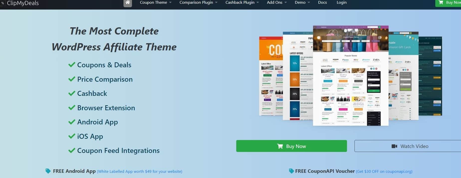 Screenshot del sito Web per il tema WordPress ClipMyDeals, una buona opzione per gli affiliati.