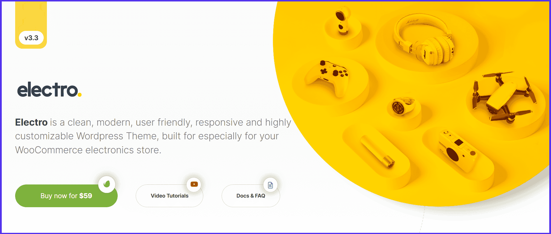 Screenshot del sito Web del tema e-commerce di Electro WordPress.