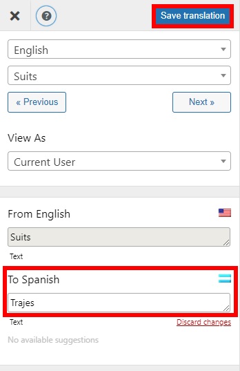 guardar traducción cómo traducir woocommerce