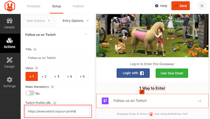 Twitch プロフィールを RafflePress に追加する