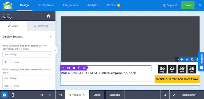 OptinMonster でのフローティング バナーの作成