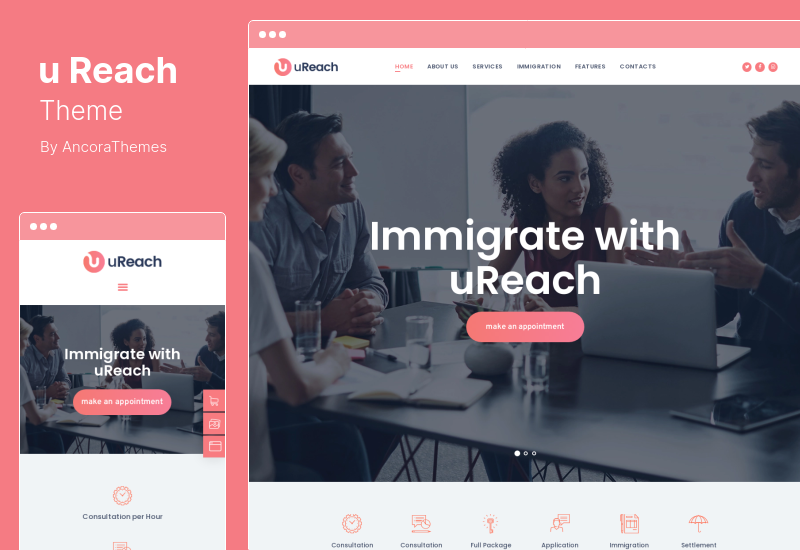 Thème uReach - Thème WordPress pour le conseil en droit de l'immigration et de la réinstallation