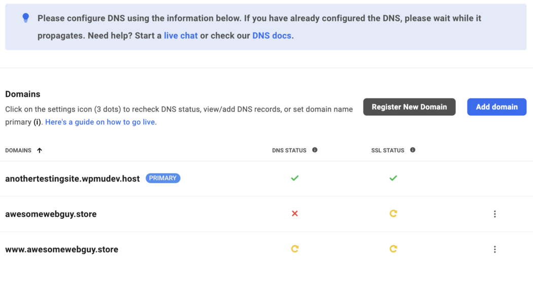 status DNS.