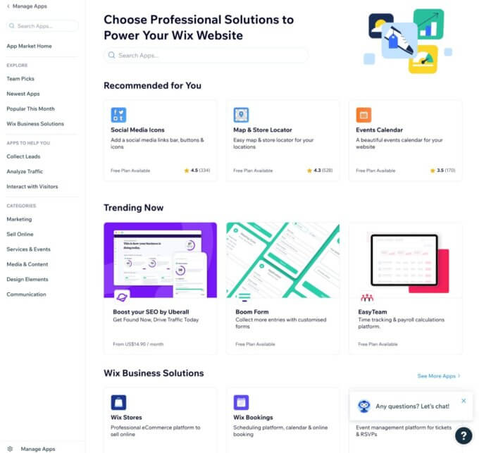 Wix 應用市場