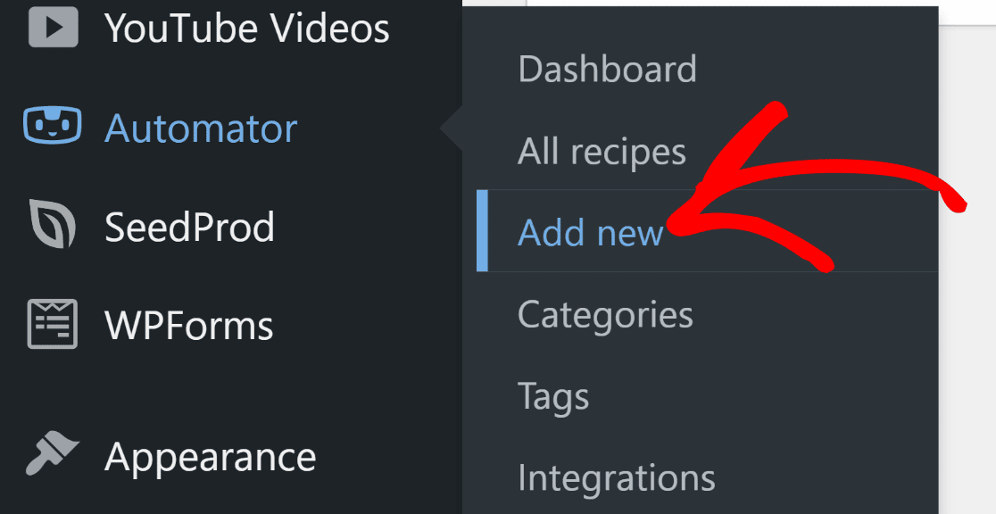 Add new recipe automator