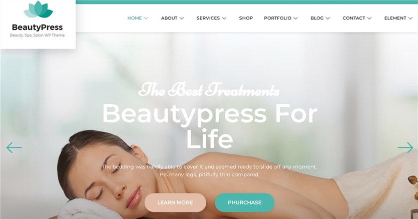 Templat salon BeautyPress WordPress