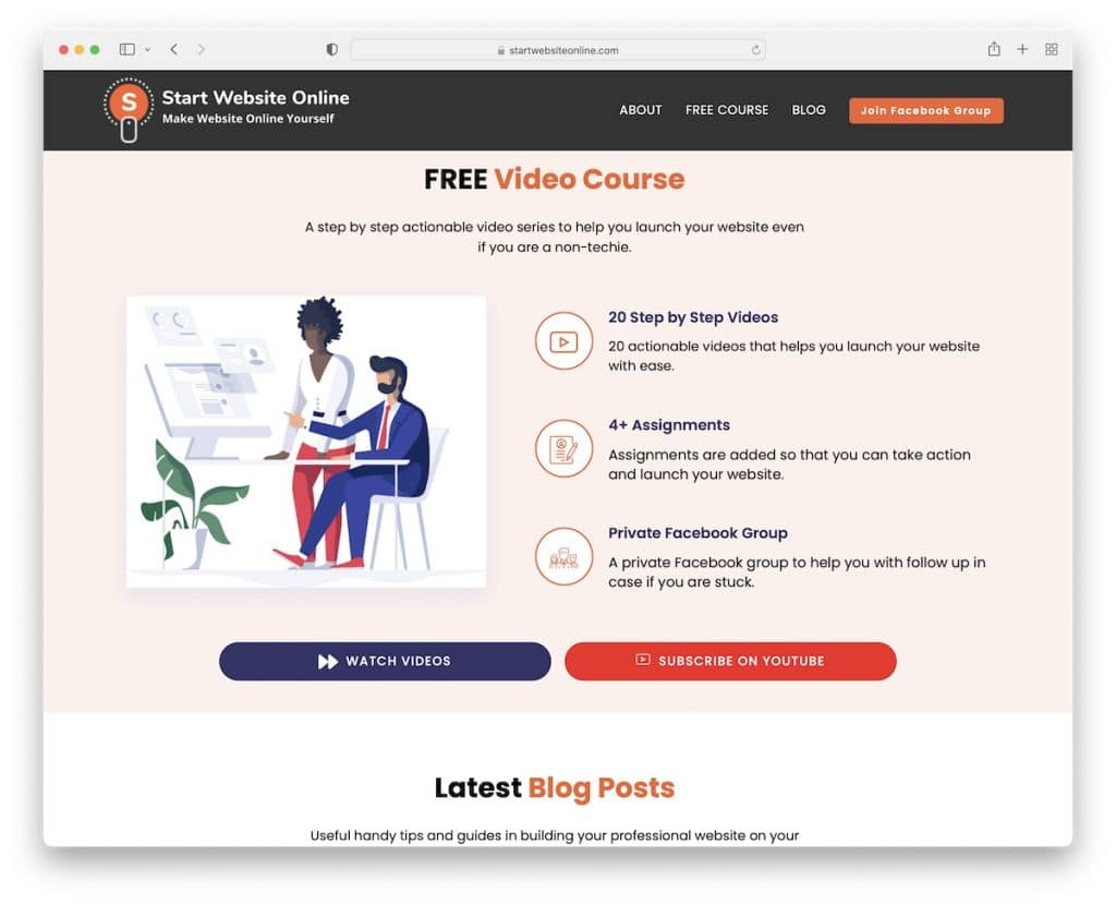 avviare il sito Web online