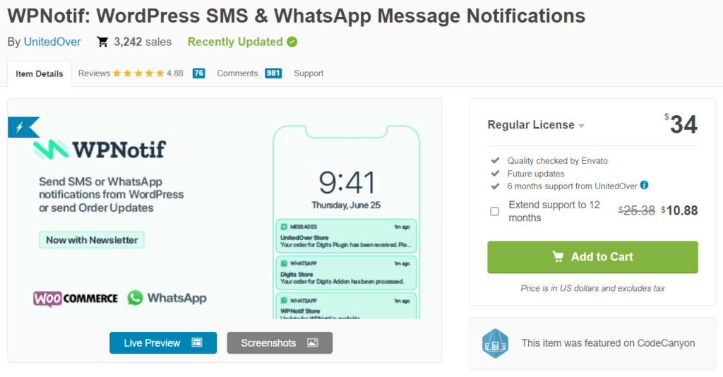WPNotif: WordPress SMS & WhatsApp メッセージ通知