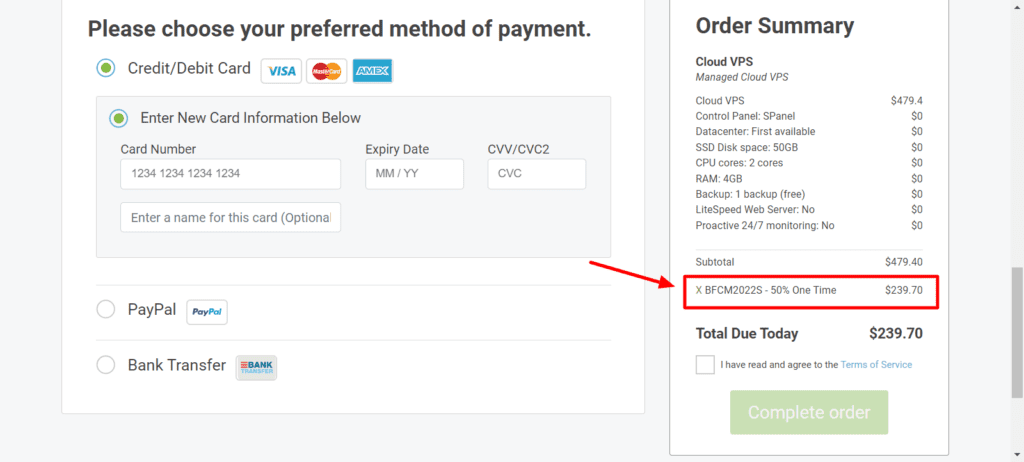 Adicionando código de cupom no Scala Hosting