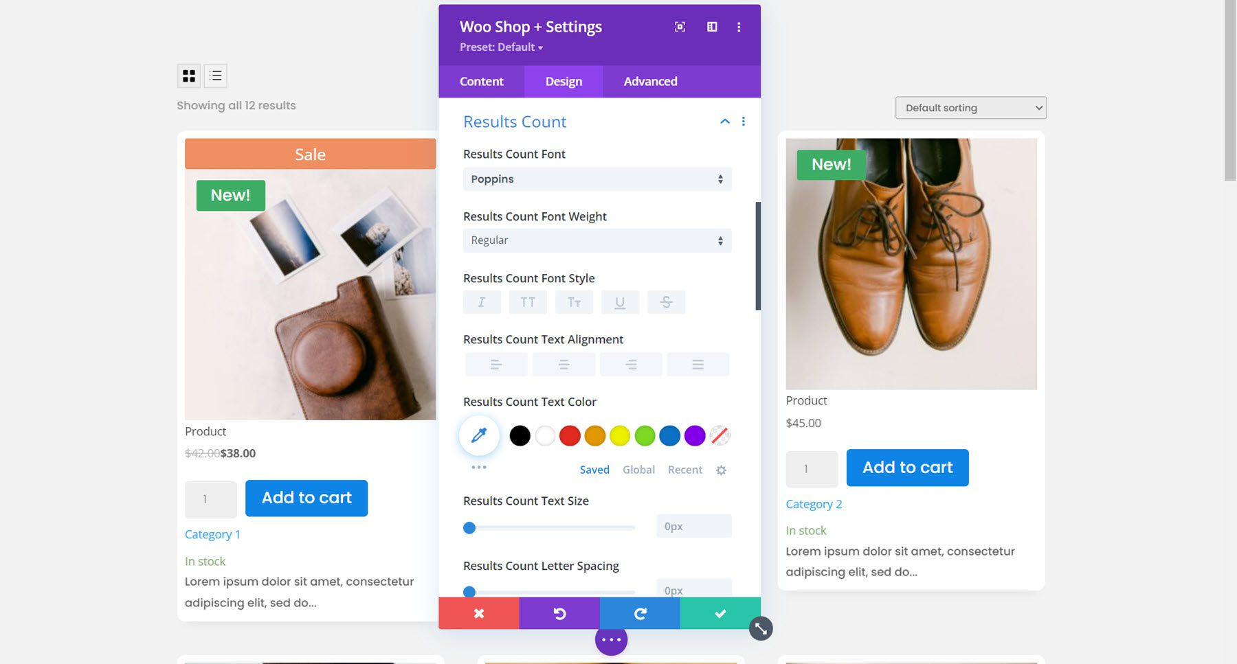 Divi 插件突出顯示 Divi Shop Builder 結果計數
