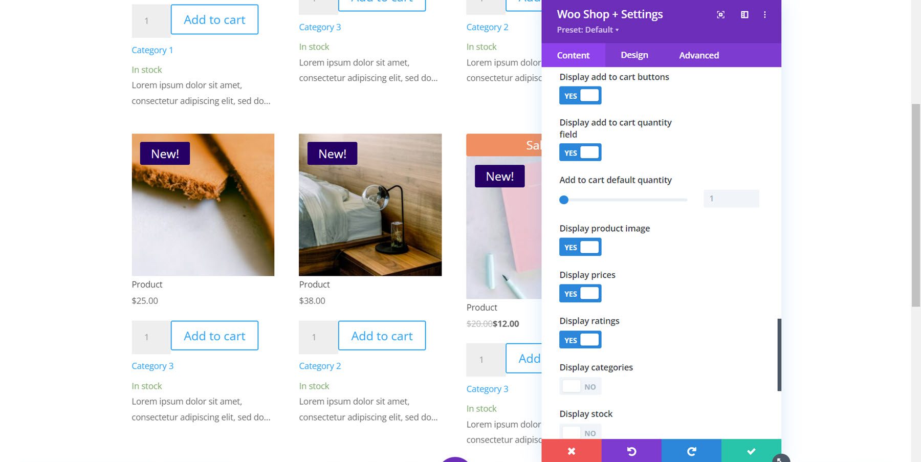 Divi 插件突出顯示 Divi Shop Builder 顯示設置