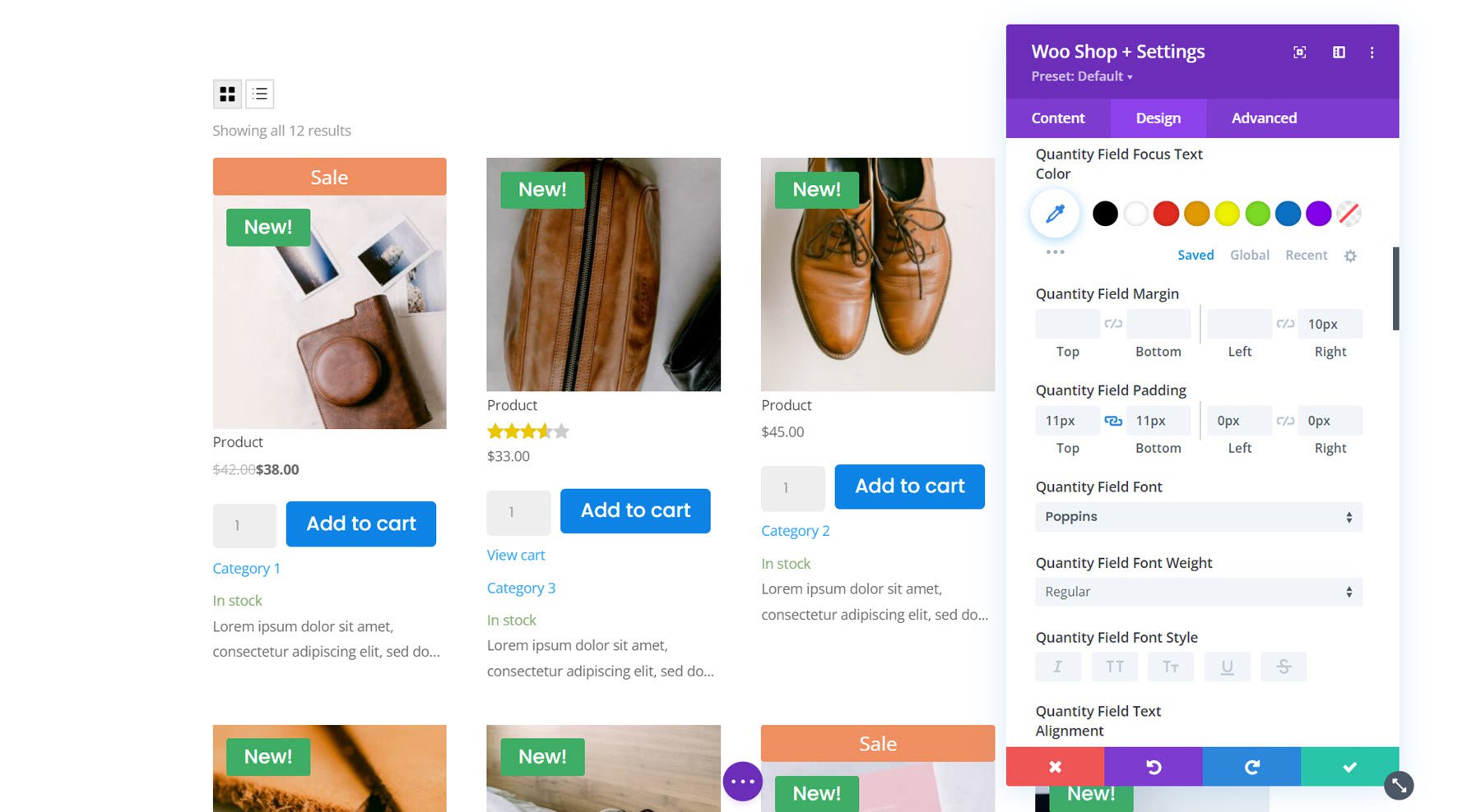 Divi 插件突出顯示 Divi Shop Builder 數量