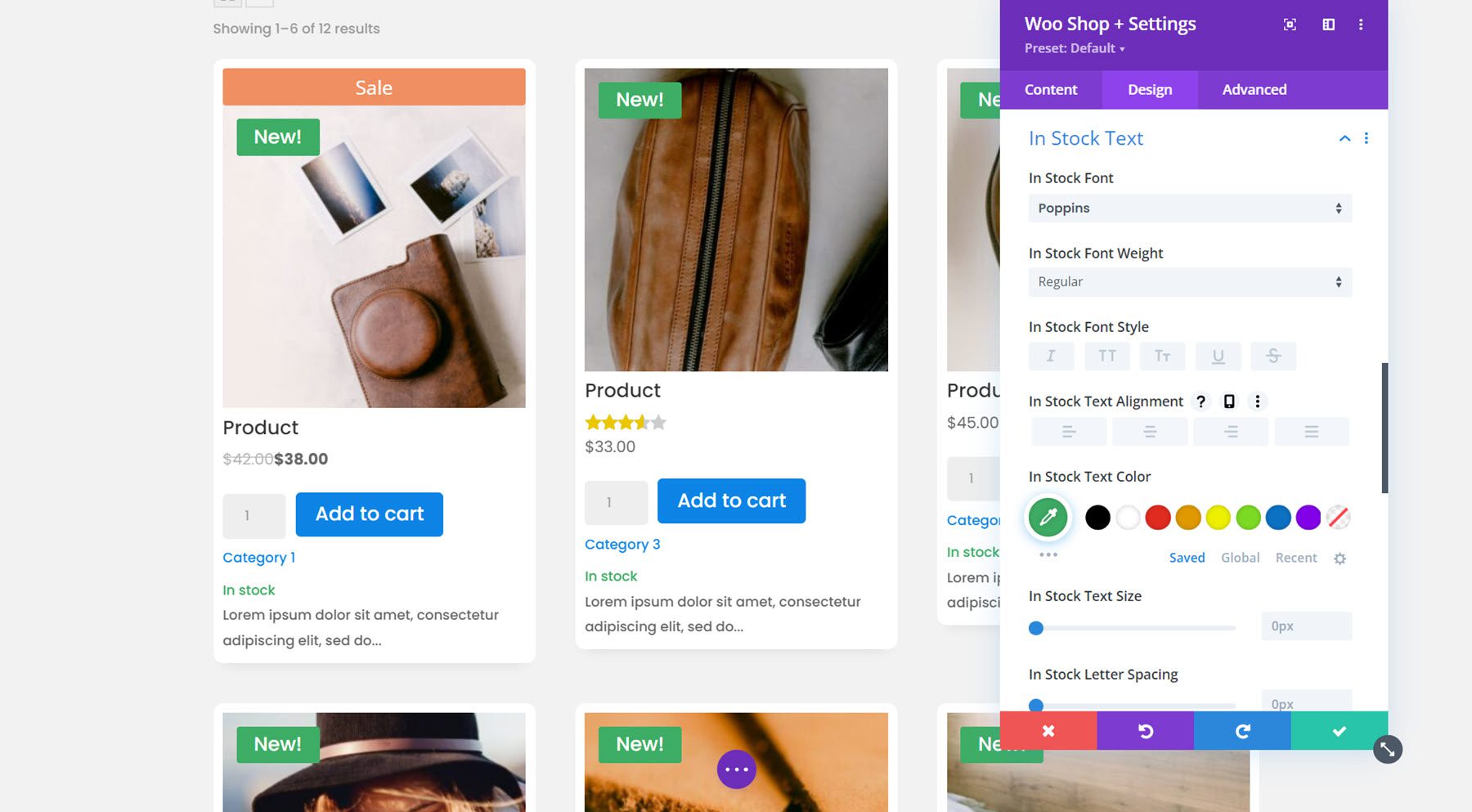 Divi 插件突出顯示 Divi Shop Builder 庫存