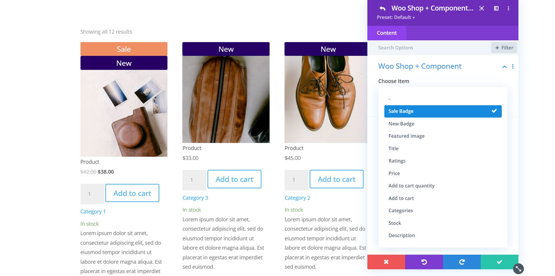 Divi 插件突出顯示 Divi Shop Builder 選擇組件