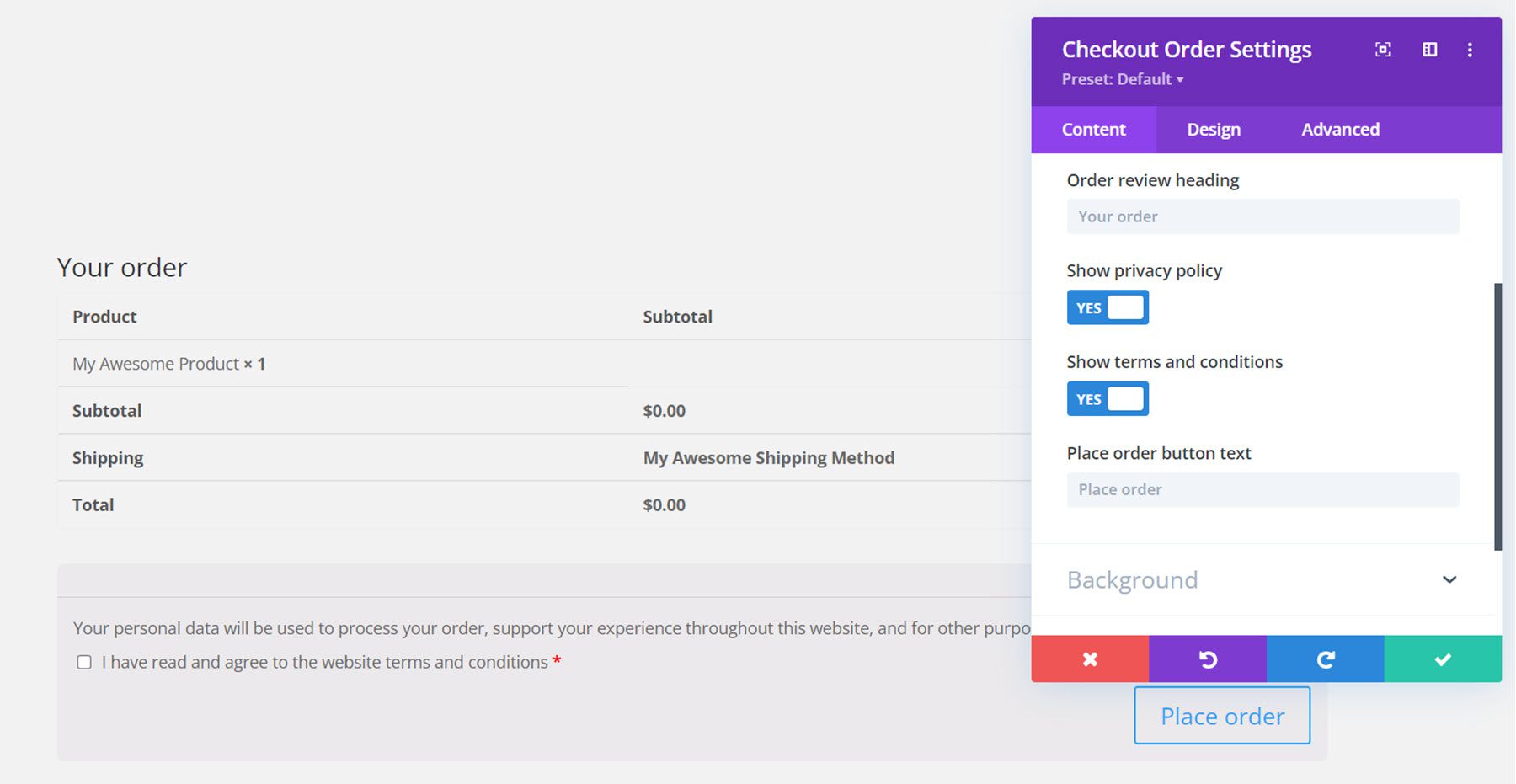 Divi 插件突出顯示 Divi Shop Builder 結帳訂單內容