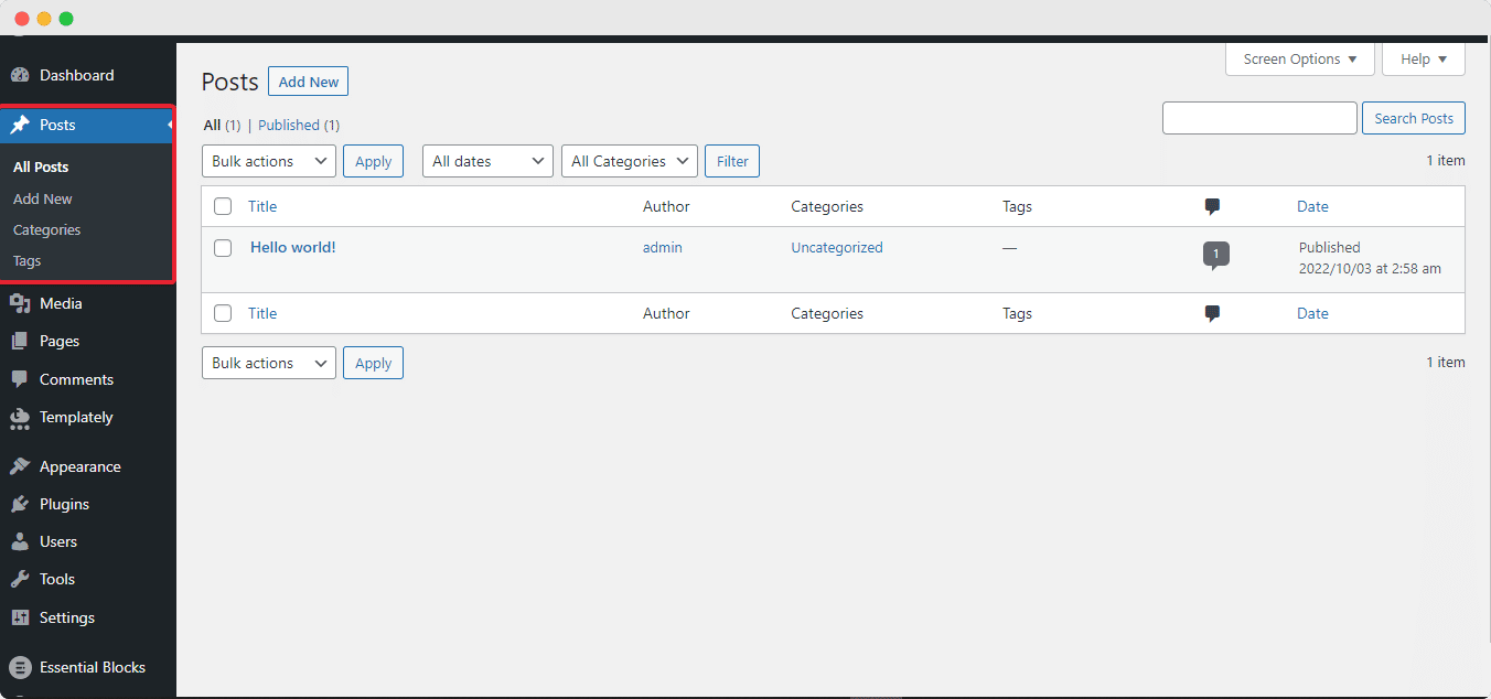 WordPress 사용자 정의 분류 WordPress Custom Taxonomies