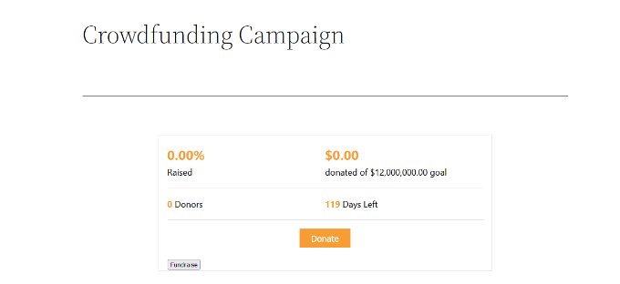 Anteprima del crowdfunding in WP Charitable