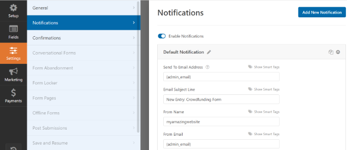 Modifica le impostazioni delle notifiche